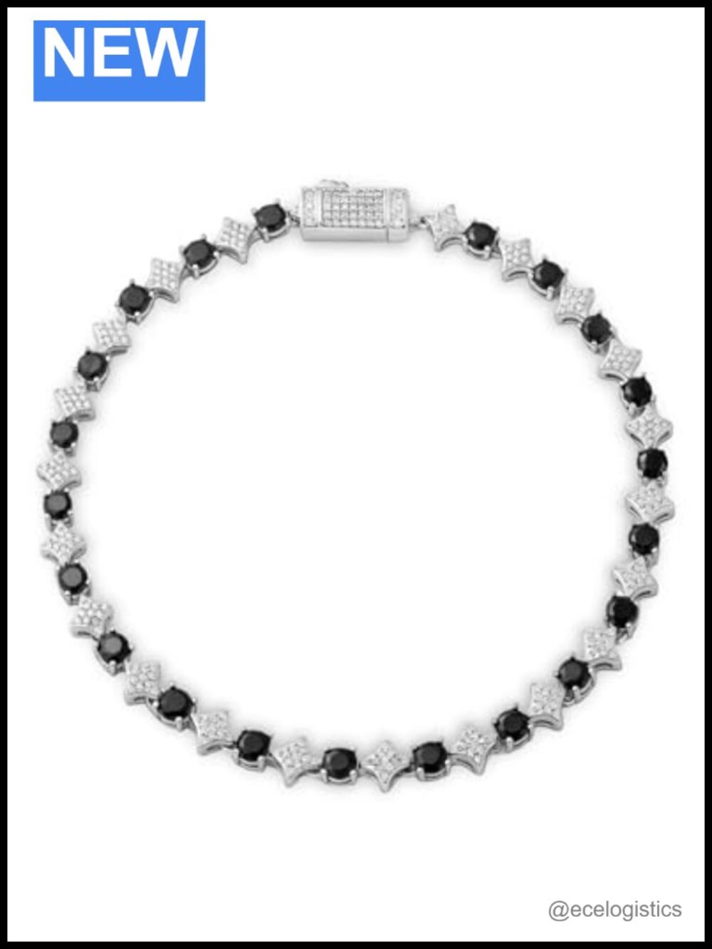 18K White Gold Plated Star Tennis Bracelet 6mm Sparkling CZ Created Diamond